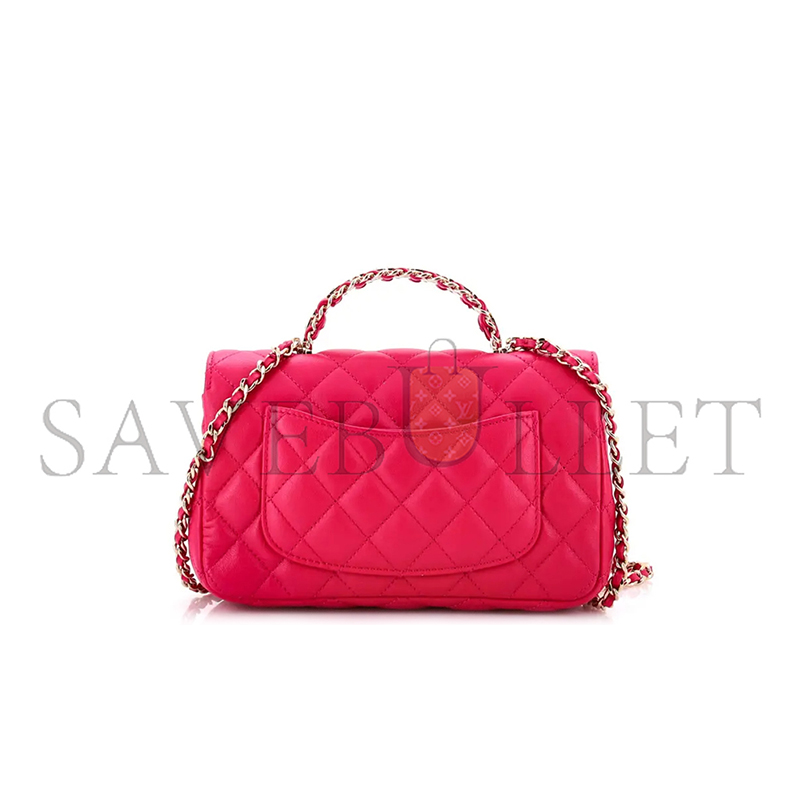 CHANEL PINK LEATHER HANDBAG 1560943 (20*11*8cm)